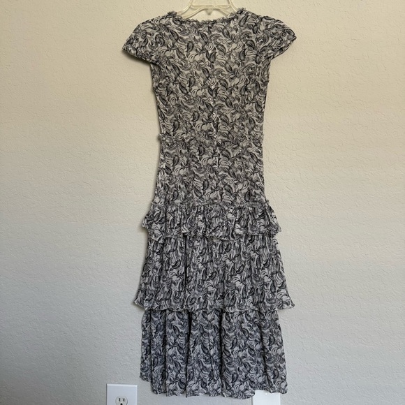 Marissa Webb Grey Silk Ruffle Tiered Midi Dress Size XS Victorian Goth Romantic - Picture 3 of 10